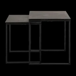 Salontafel MARCO S/2 Keramiek Zwart/Metaal Zwart