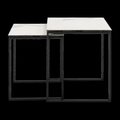 Salontafel MARCO S/2 Keramiek Wit/Metaal Zwart