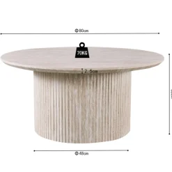 Salontafel PORTO Ø80 Travertijnlook