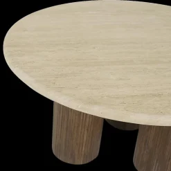 Salontafel PURNIMA Ø90 Travertijn/Mango Donkerbruin