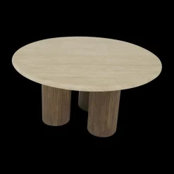 Salontafel PURNIMA Ø90 Travertijn/Mango Donkerbruin