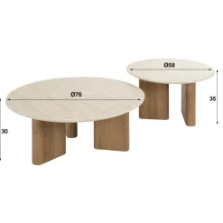 Salontafel S/2 AUDE Ø76/Ø58