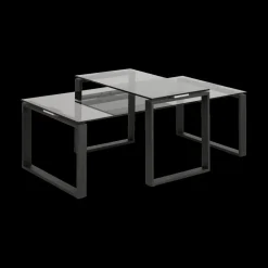 Salontafel Set van 2 MARCO Glas Smoke/Metal Black