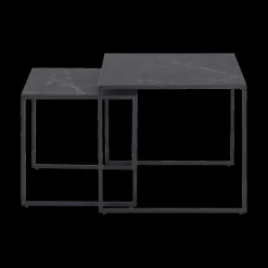 Salontafel Set van 2 RADDEL Mel. Marble/Metal Black