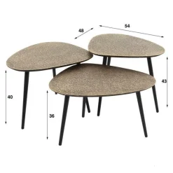 Salontafel Set van 3 VIOLET Antiek Brons