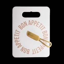 Serveerplank BON APPETIT M/Kaasmesje Wit/Goud
