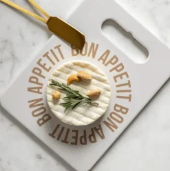 Serveerplank BON APPETIT M/Kaasmesje Wit/Goud