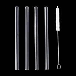 Set 4 Korte Cocktailrietjes RVS Zwart