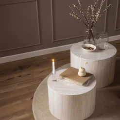 Set van 2 salontafels LIVA Travertijnlook