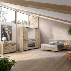 Slaapkamer ILJA: Kleerkast B245 + Bed 140x200/2 Nachttafels + Commode B111