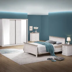 Slaapkamer JASNA: Kleerkast Schuifdeuren B225 + Bed 180x200 + 2x Nachttafel