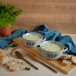 Soepkom Tekst 'Soup' Grey 47cl