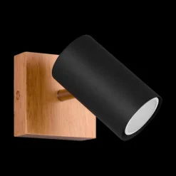 Spot MARLEY 1-Delig Hout/Metaal Zwart