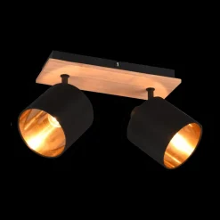 Spot TOMMY 2Del. Met./Hout Mat Zwart