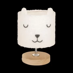 Tafellamp BEERTJE Hout/Kap Boucle Wit