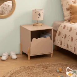 Tafellamp BEERTJE Hout/Kap Boucle Wit