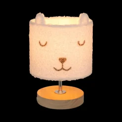 Tafellamp BEERTJE Hout/Kap Boucle Wit