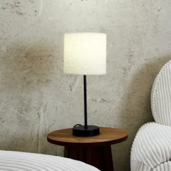 Tafellamp BOUCLIZ Hoog Zwart/Kap Beige