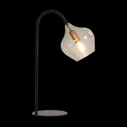 Tafellamp RAKEL Mat Zwart/Glas Smoke