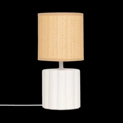 Tafellamp THYLIA Keramiek Wit m/Kap Beige