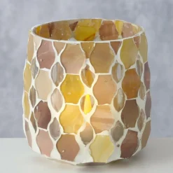 Theelichthouder ALOJE Mozaïek Geel/Oranje