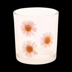 Theelichthouder FLOWERS Glas Transp.