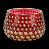 TL-Houder COLZI Glas Rood/Gouden Dots
