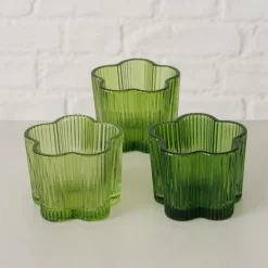 TL-Houder FIHONA Bloemvorm Glas Groen Ass.