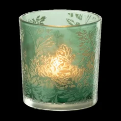 TL-Houder FLOWER Glas Mat Groen S