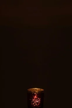 TL-Houder ROLI Glas Rood Rand Goud S