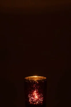 TL-Houder ROLI Glas Rood Rand Goud M