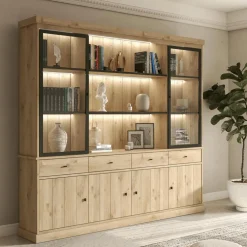 Vitrinekast CASTELLO 2 Glasdeuren / 3 Nissen B240 Lichte Eik