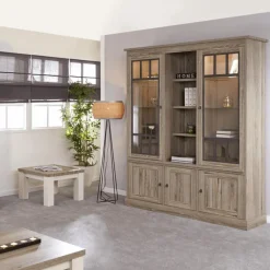 Vitrinekast COTTON Kristal Eik Licht Bruin B171