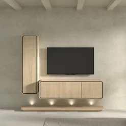 Vloerbord NESTOR Incl. LED Eik/Zwart B213