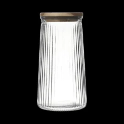 Voorraadpot ACARA Ribbel Glas/Acacia L