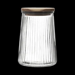 Voorraadpot ACARA Ribbel Glas/Acacia M