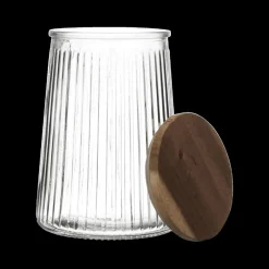 Voorraadpot ACARA Ribbel Glas/Acacia M