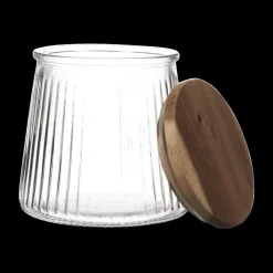 Voorraadpot ACARA Ribbel Glas/Acacia S