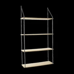 Wandrek EKSERD 4 Niveau's Hout Naturel/Metaal Zwart