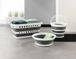 Wasmand LAUNDRIK Plooibaar Wit/Grijs