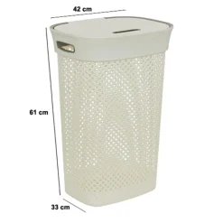 Wasmand PURLLE 60L M/Deksel Beige