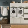 Wasruimteset LAUNDRY: Wasmachinekast laag X2 + Opzetkast breed X2 + Linnenkast + Opzetkast smal