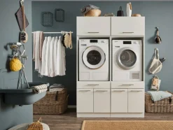 Wasruimteset LAUNDRY: Wasmachinekast laag X2 + Opzetkast breed X2